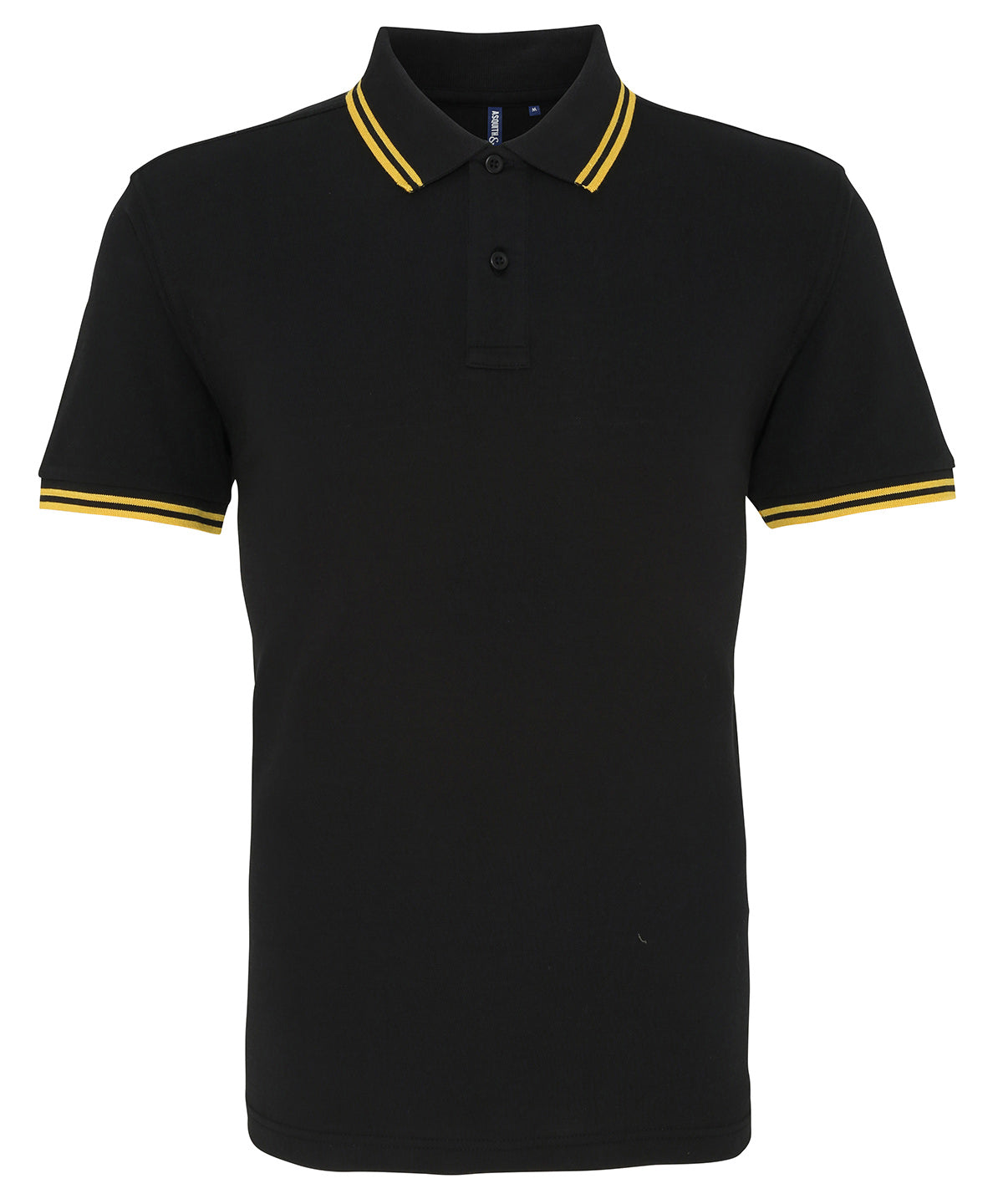 Polo clsico de corte recto para hombre | Negro/Amarillo