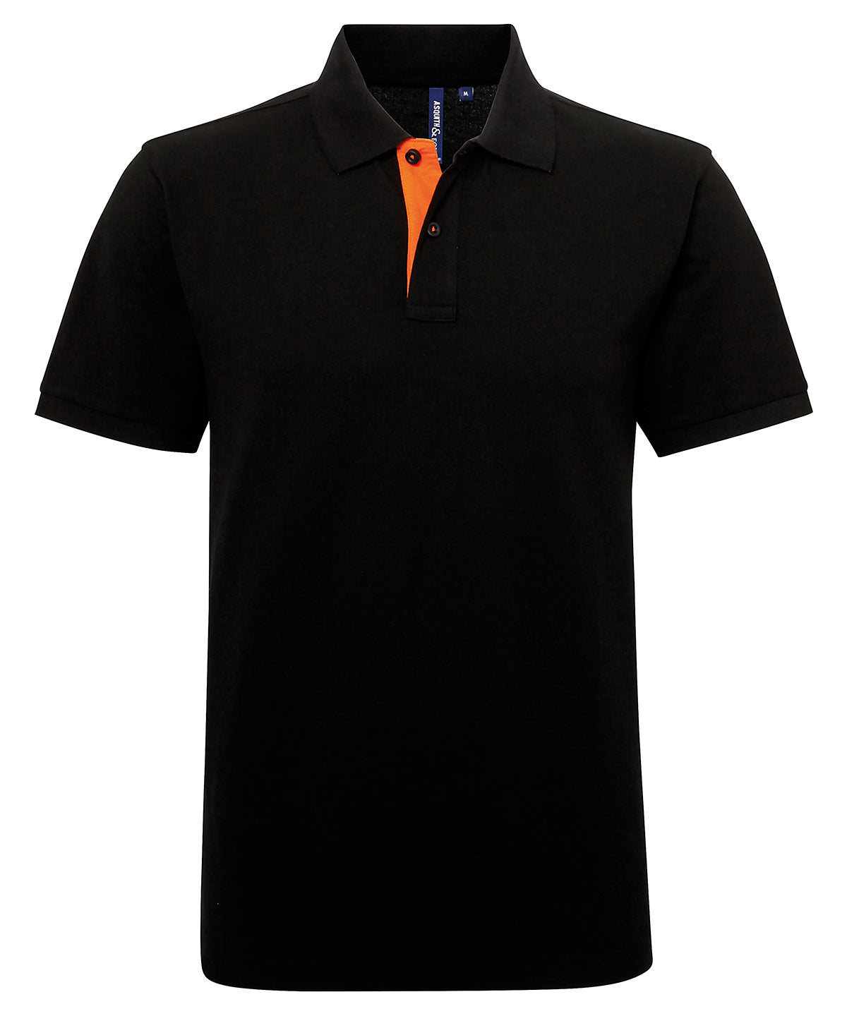 Polo clsico de hombre con ajuste clsico y contraste | Negro/Naranja