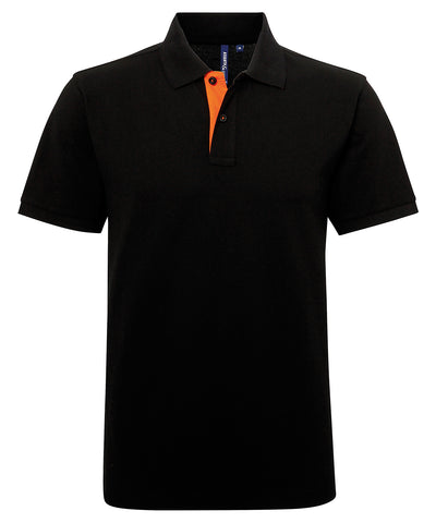 Polo clsico de hombre con ajuste clsico y contraste | Negro/Naranja