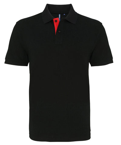 Polo clsico de hombre con ajuste clsico y contraste | Negro/Rojo