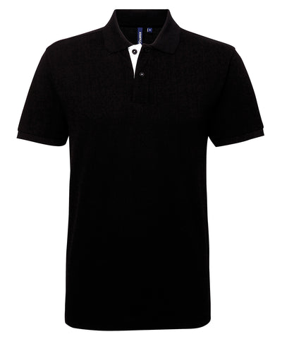 Polo clsico de hombre con ajuste clsico y contraste | Negro/Blanco