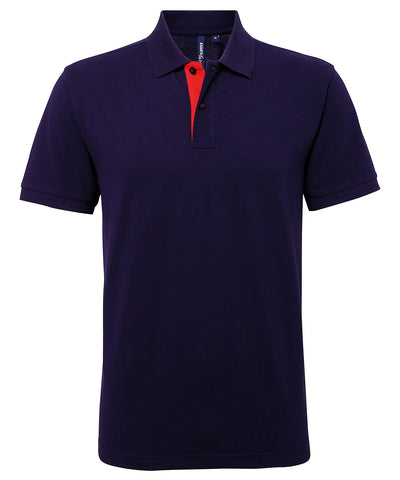 Polo clsico de hombre con ajuste clsico y contraste | Azul Marino/Rojo