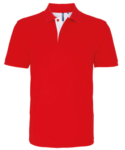 Polo clsico de hombre con ajuste clsico y contraste | Rojo/Blanco