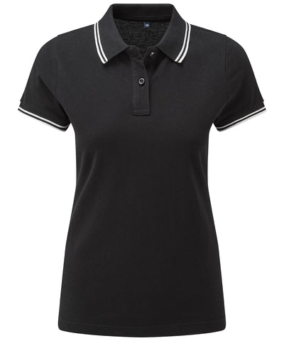 Polo clsico de mujer con corte entallado y detalles en contraste | Negro/Blanco