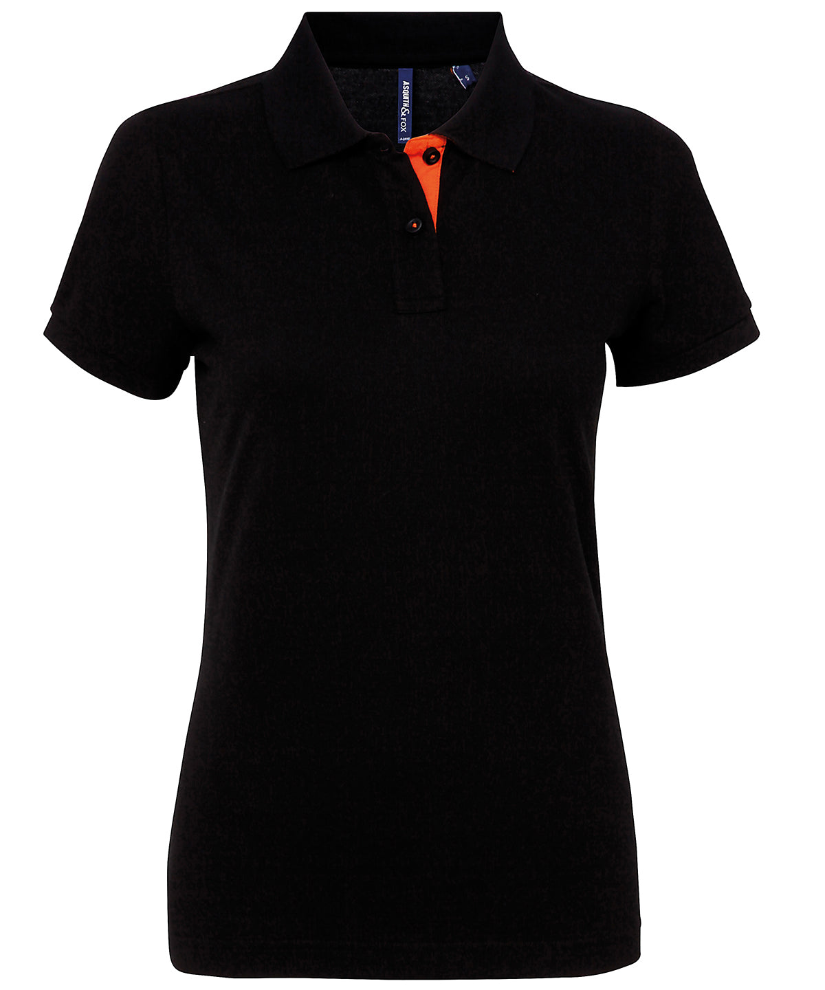 Polo de mujer con contraste | Negro/Naranja