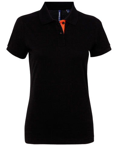 Polo de mujer con contraste | Negro/Naranja