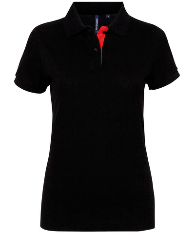 Polo de mujer con contraste | Negro/Rojo