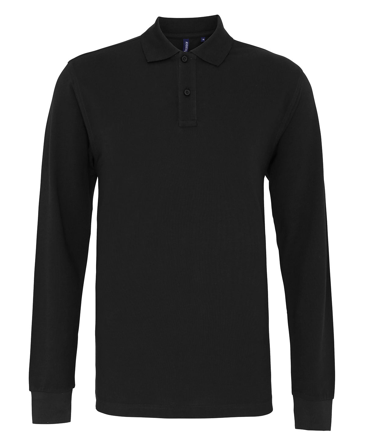 Polo de manga larga de corte clsico para hombre | Negro