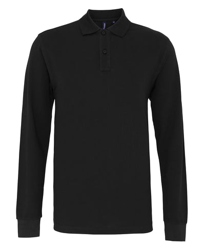 Polo de manga larga de corte clsico para hombre | Negro