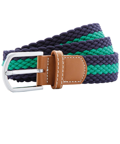 Cinturn elstico de trenza a rayas bicolor | Azul Marino/Verde Lima