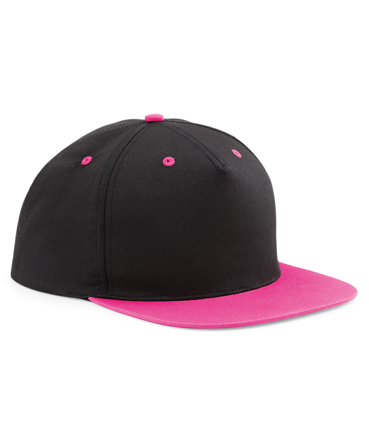 Kontrastierende 5-Panel Snapback-Kappe | Schwarz/Fuchsia