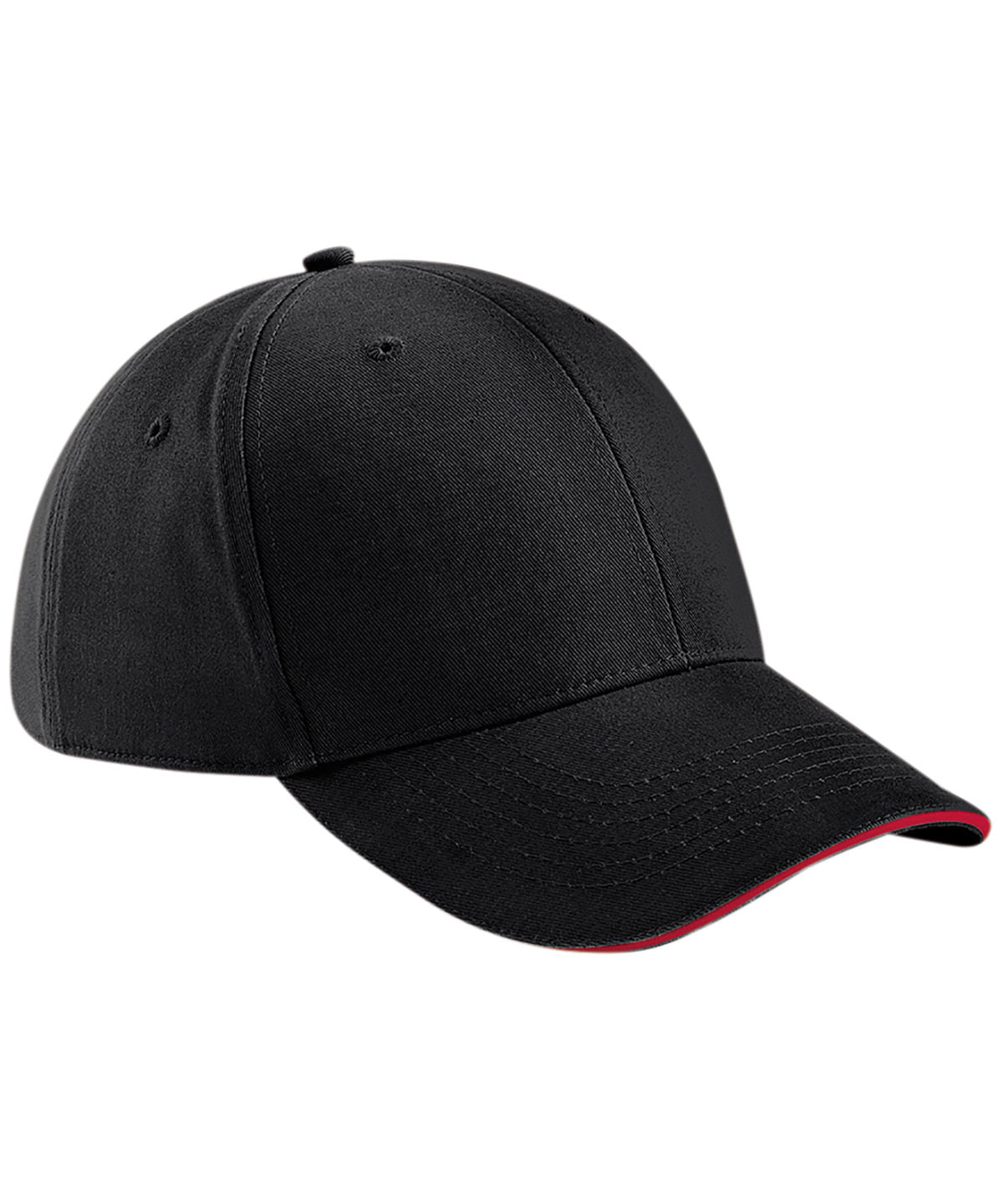 Gorra de 6 paneles estilo athleisure | Negro/Rojo Clsico