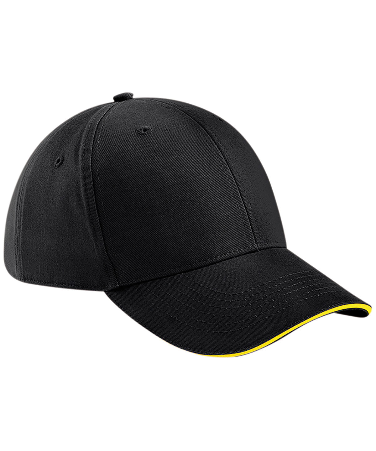 Gorra de 6 paneles estilo athleisure | Negro/Amarillo