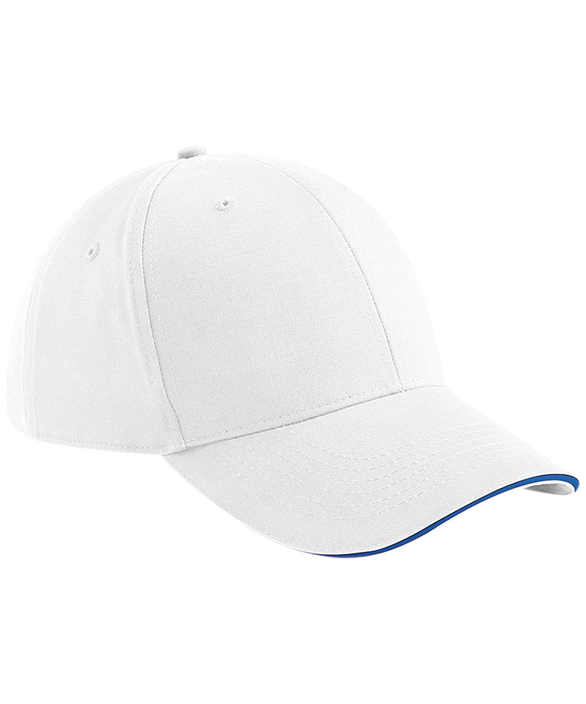 Gorra de 6 paneles estilo athleisure | Blanco/Azul Real Brillante