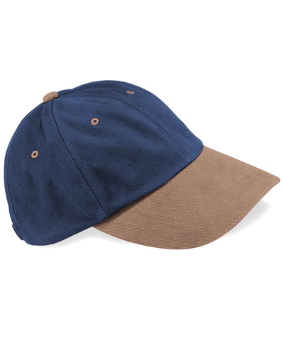 Gorra de algodn cepillado pesado de perfil bajo | Azul Marino/Taupe