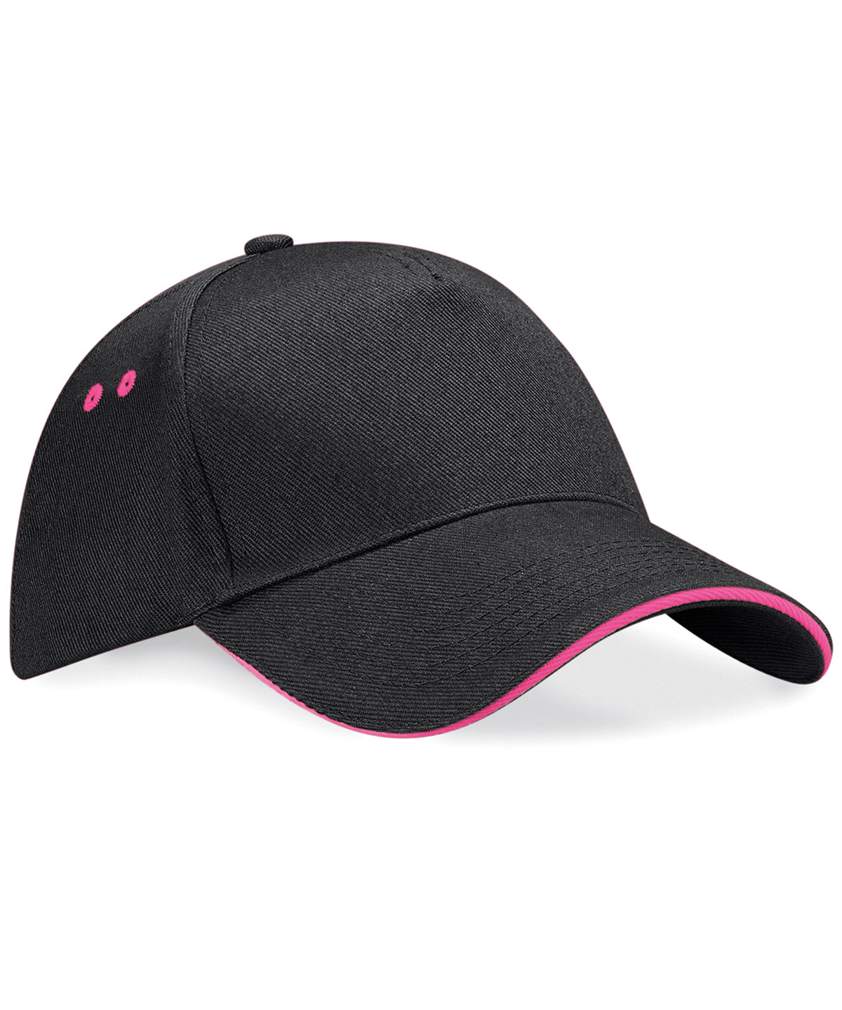 Ultimate 5-Panel Cap - Sandwich Visor | Schwarz/Fuchsia