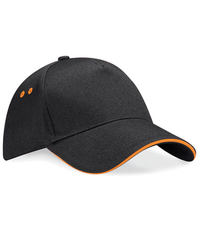 Gorra Ultimate de 5 paneles - visera sandwich | Negro/Naranja
