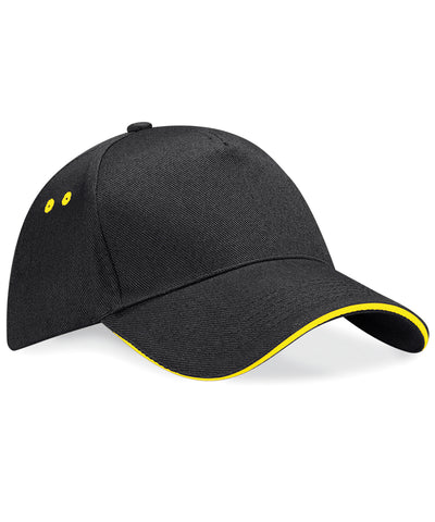 Gorra Ultimate de 5 panneaux - sandwich visera | Nègre/Amarillo