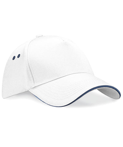 Gorra Ultimate de 5 paneles - visera sandwich | Blanco/Azul Marino Francs