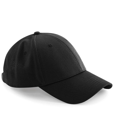 Gorra de 6 paneles de malla transpirable | Negro