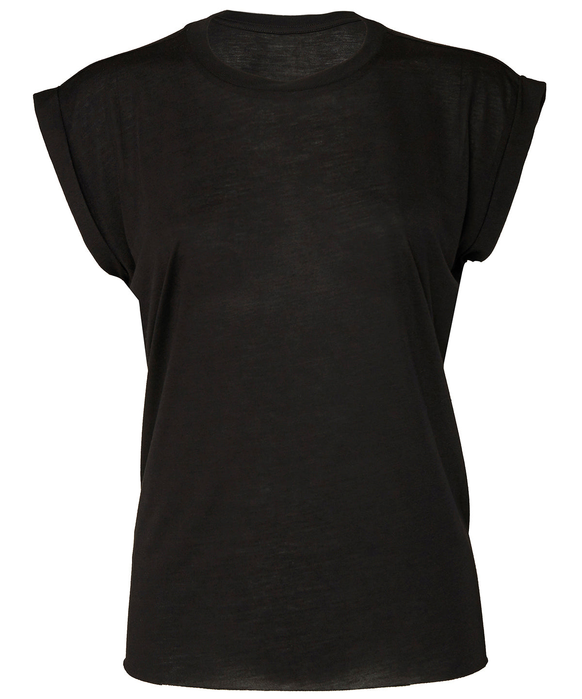 Camiseta de tirantes fluida para mujer con dobladillo enrollado | Negro