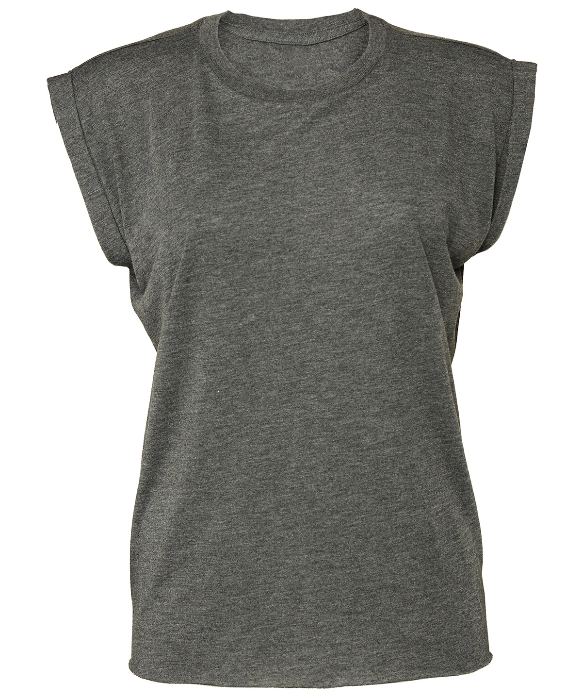 Camiseta de tirantes fluida para mujer con dobladillo enrollado | Gris Oscuro Jaspeado