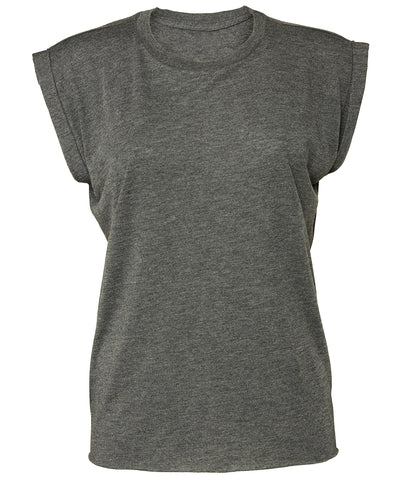Camiseta de tirantes fluida para mujer con dobladillo enrollado | Gris Oscuro Jaspeado
