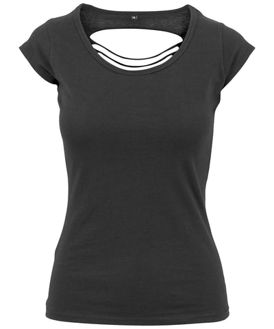 Damen T-Shirt mit Rückenausschnitt | Schwarz