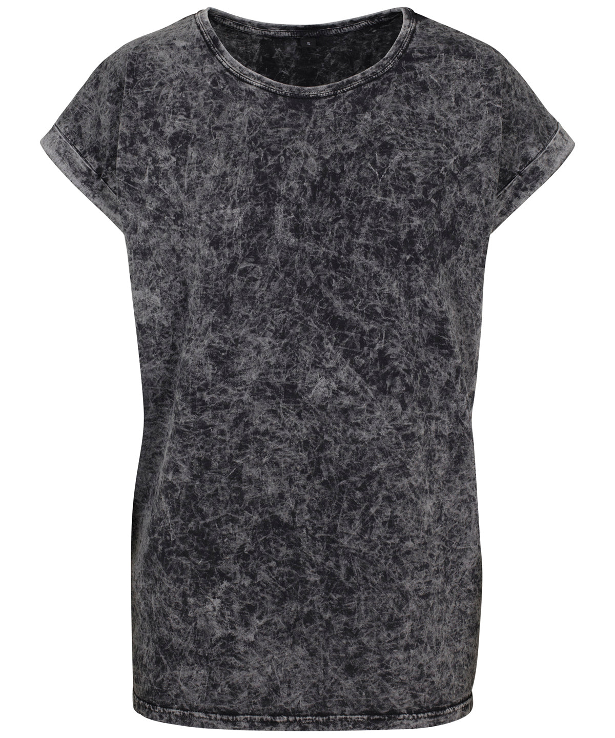 Camiseta de hombros cados lavada cida para mujer | Gris Oscuro/Blanco
