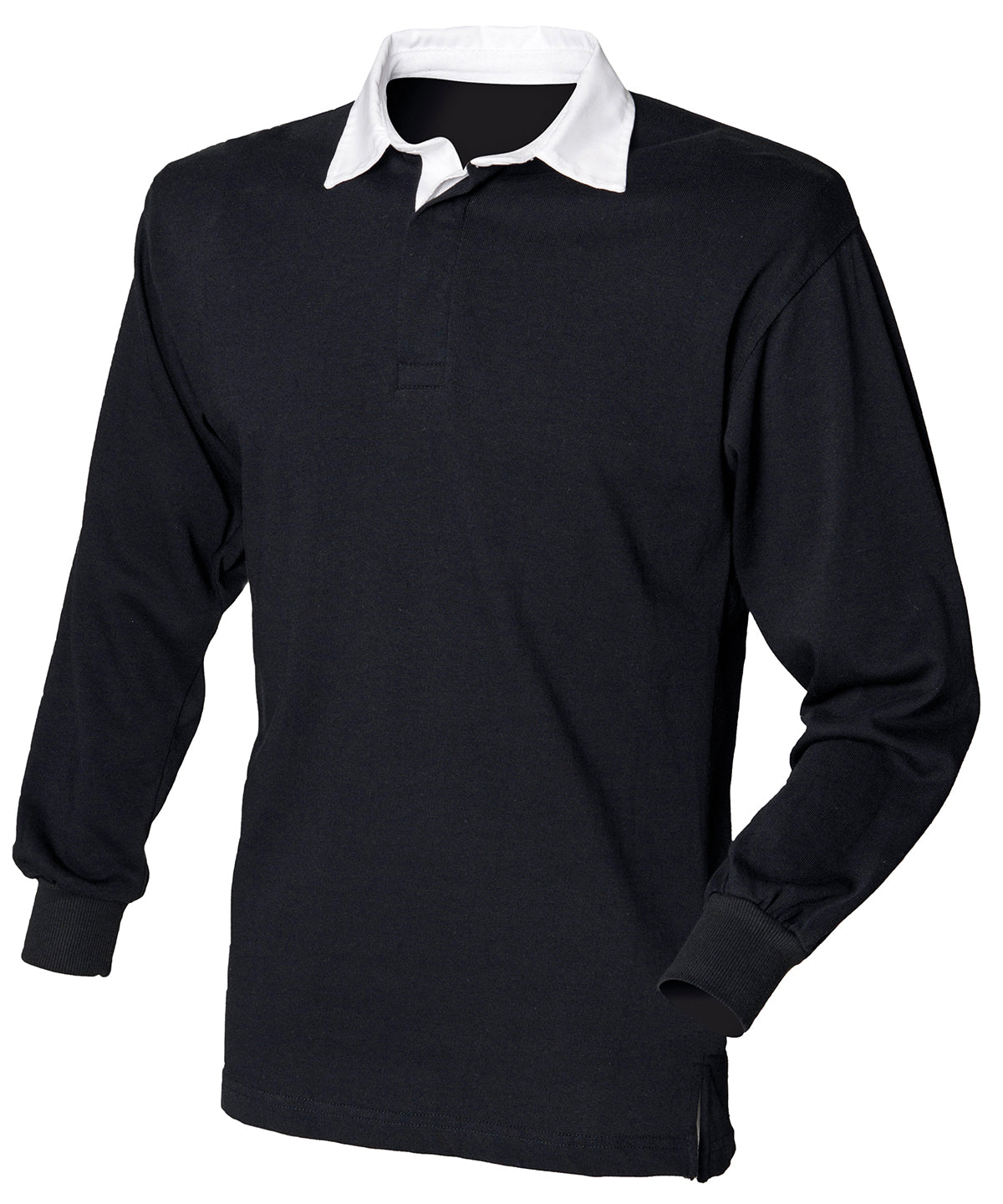 Camisa de rugby lisa de manga larga | Negro/Blanco