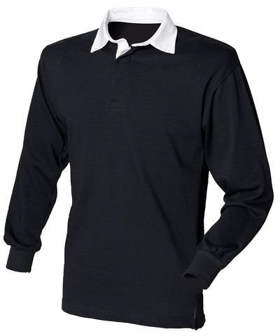 Camisa de rugby lisa de manga larga | Negro/Blanco