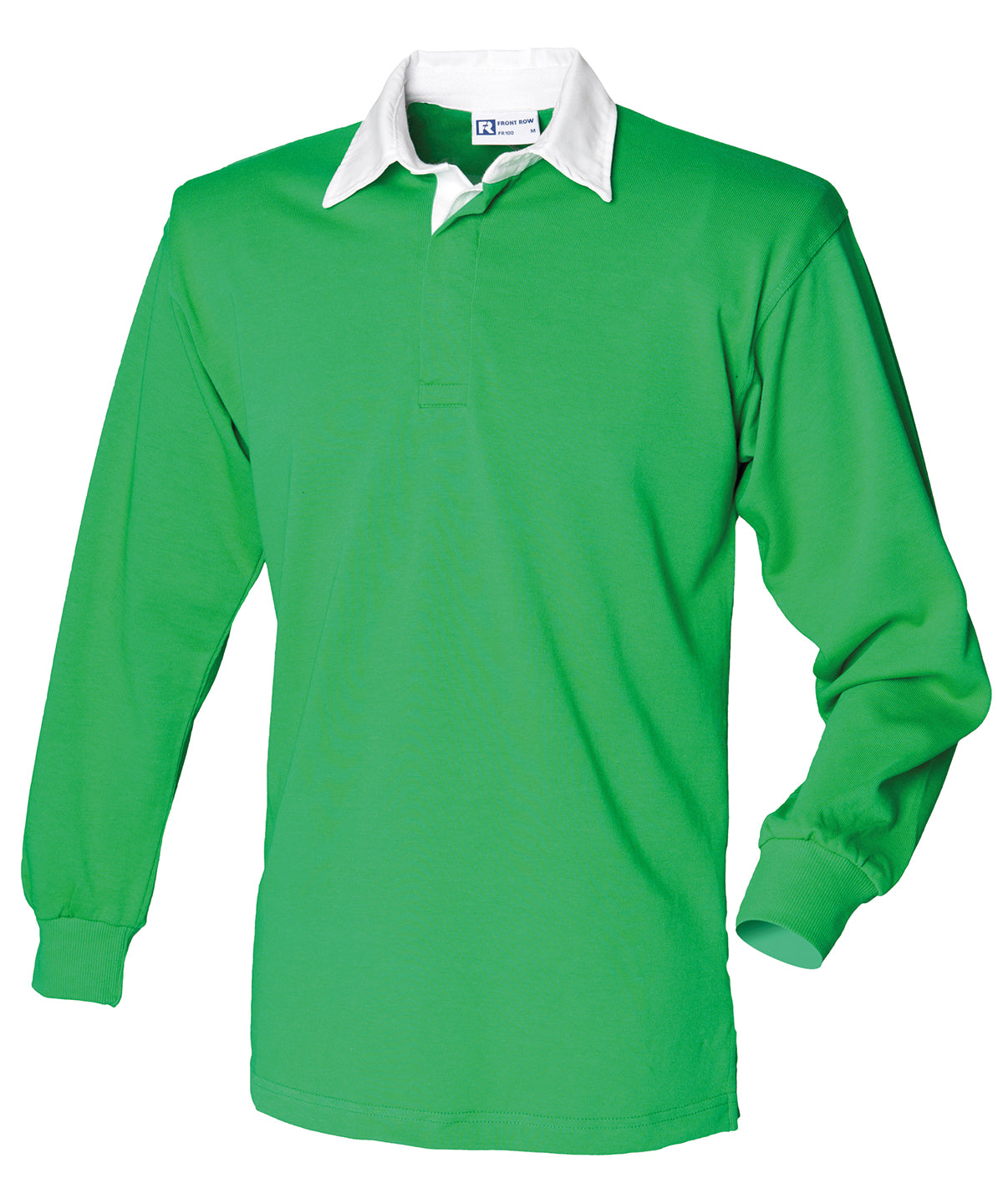 Camisa de rugby lisa de manga larga | Verde Brillante/Blanco