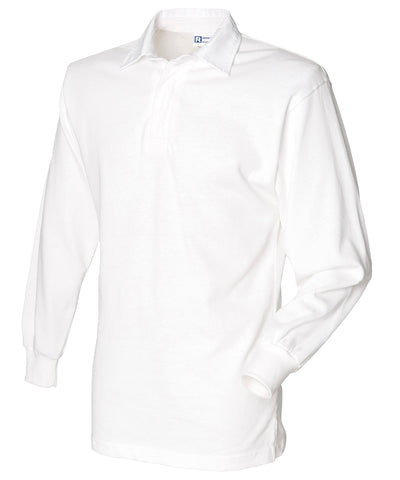 Camisa de rugby lisa de manga larga | Blanco/Blanco