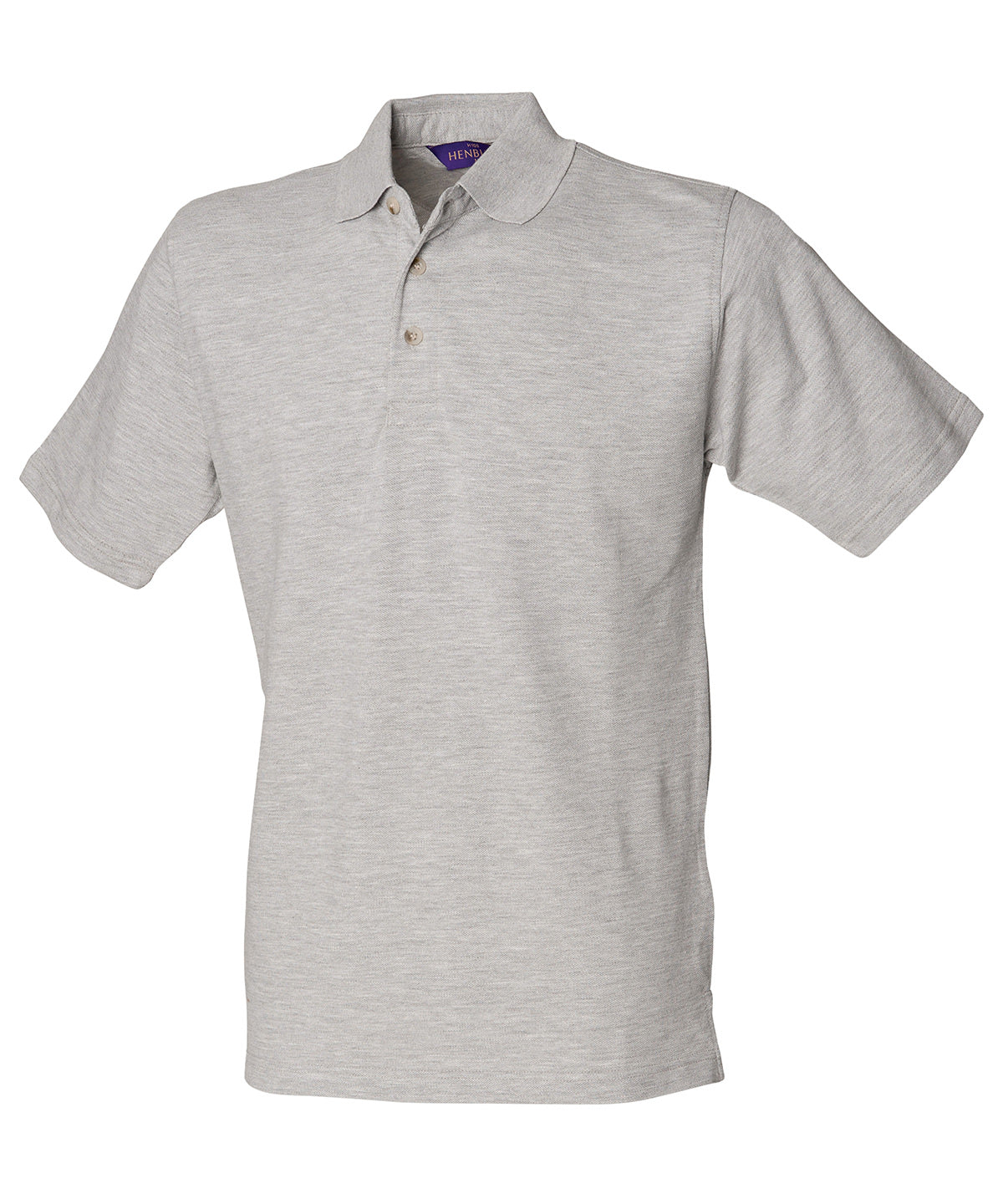Polo clsico de piqu de algodn con cuello alto | Gris Jaspeado