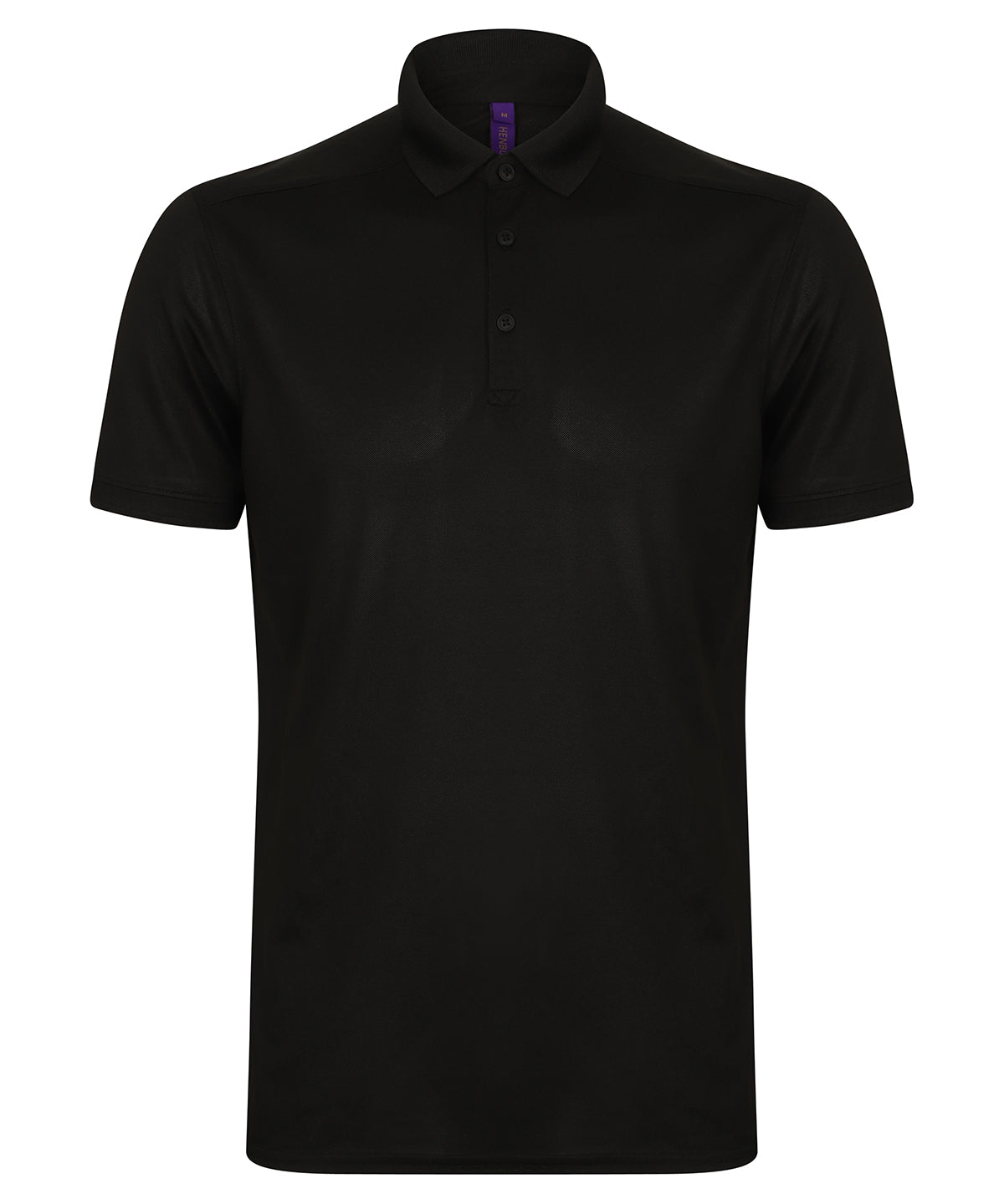 Camiseta polo elstica con acabado que absorbe la humedad (corte entallado) | Negra Intenso