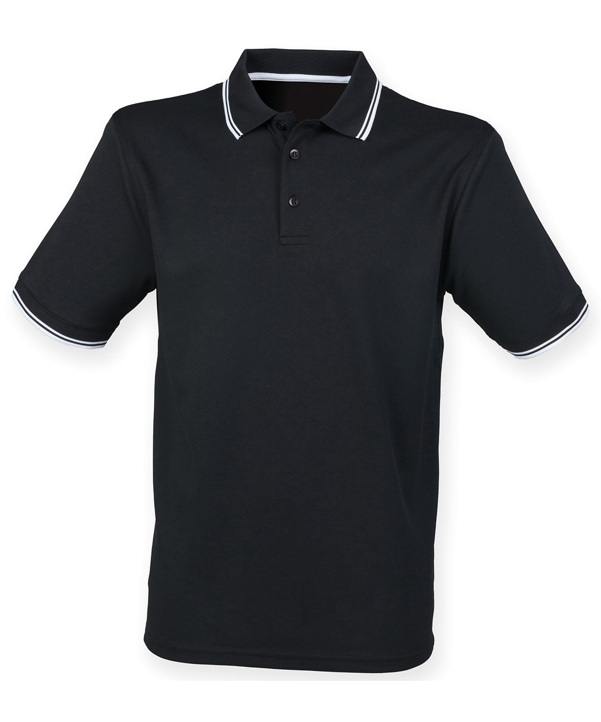 Camiseta polo Coolplus® de doble punta | Negro/Blanco