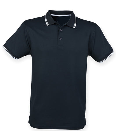 Camiseta polo Coolplus® de doble punta | Azul Marino/Blanco