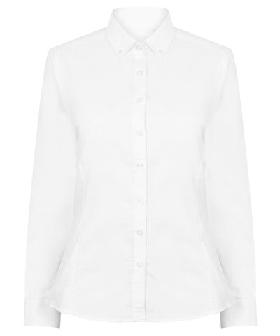 Camisa Oxford de manga larga moderna para mujer | Blanco