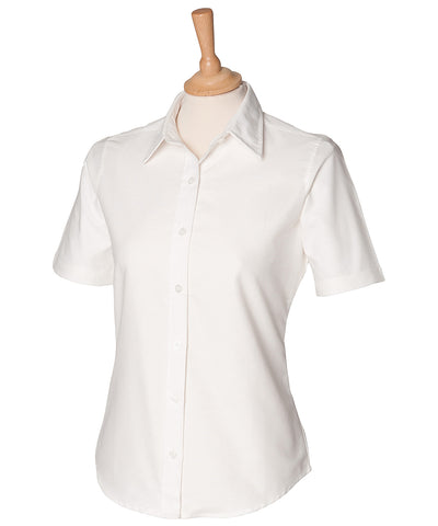 Camisa Oxford clsica de manga corta para mujer | Blanco - Marfil