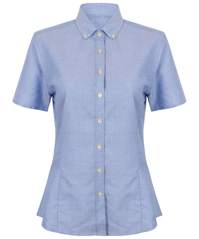 Camisa Oxford de manga corta moderna para mujer | Azul Cielo