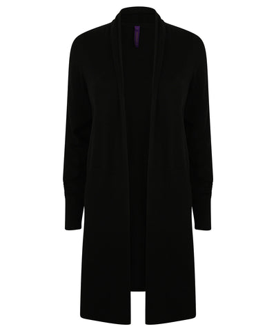 Langer offener Cardigan für Damen | Schwarz