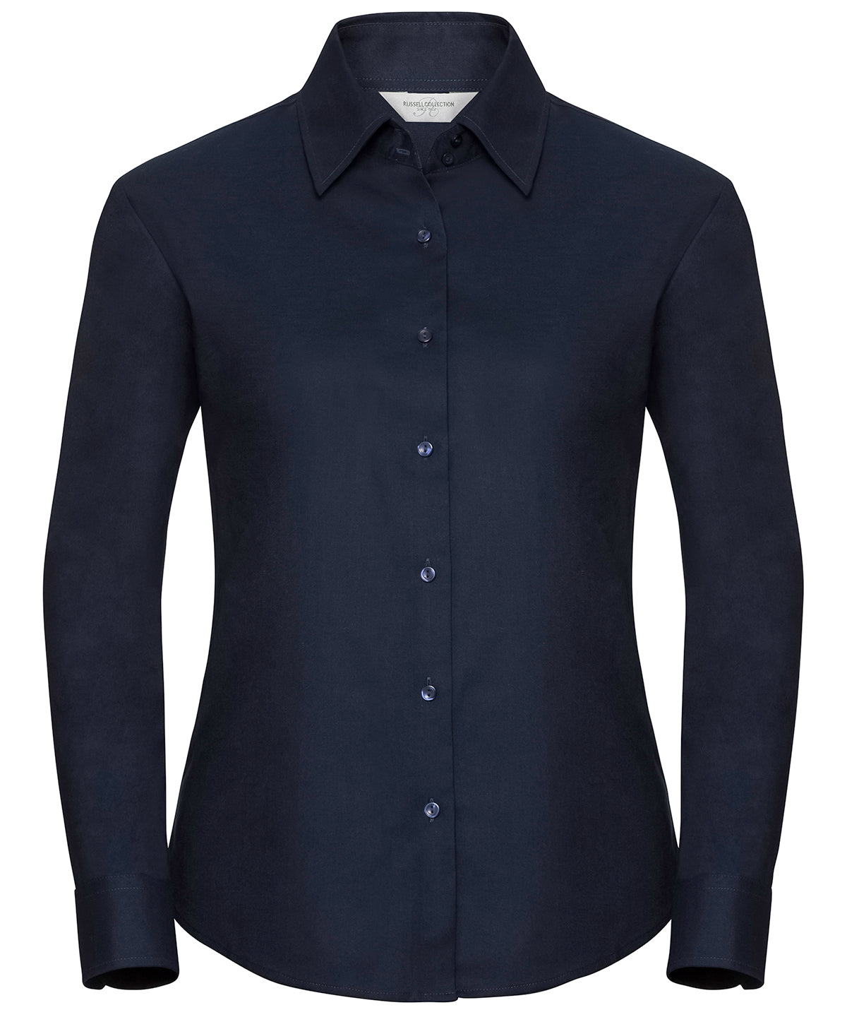 Camisa Oxford de manga larga para mujer de fcil cuidado | Azul Marino Brillante