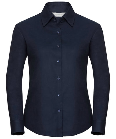 Camisa Oxford de manga larga para mujer de fcil cuidado | Azul Marino Brillante