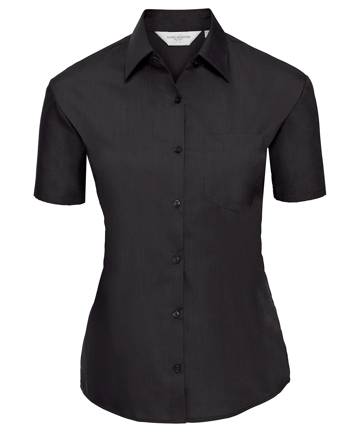 Camisa de popeln de polialgodn de manga corta para mujer | Negro