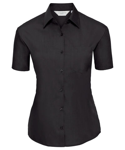 Camisa de popeln de polialgodn de manga corta para mujer | Negro