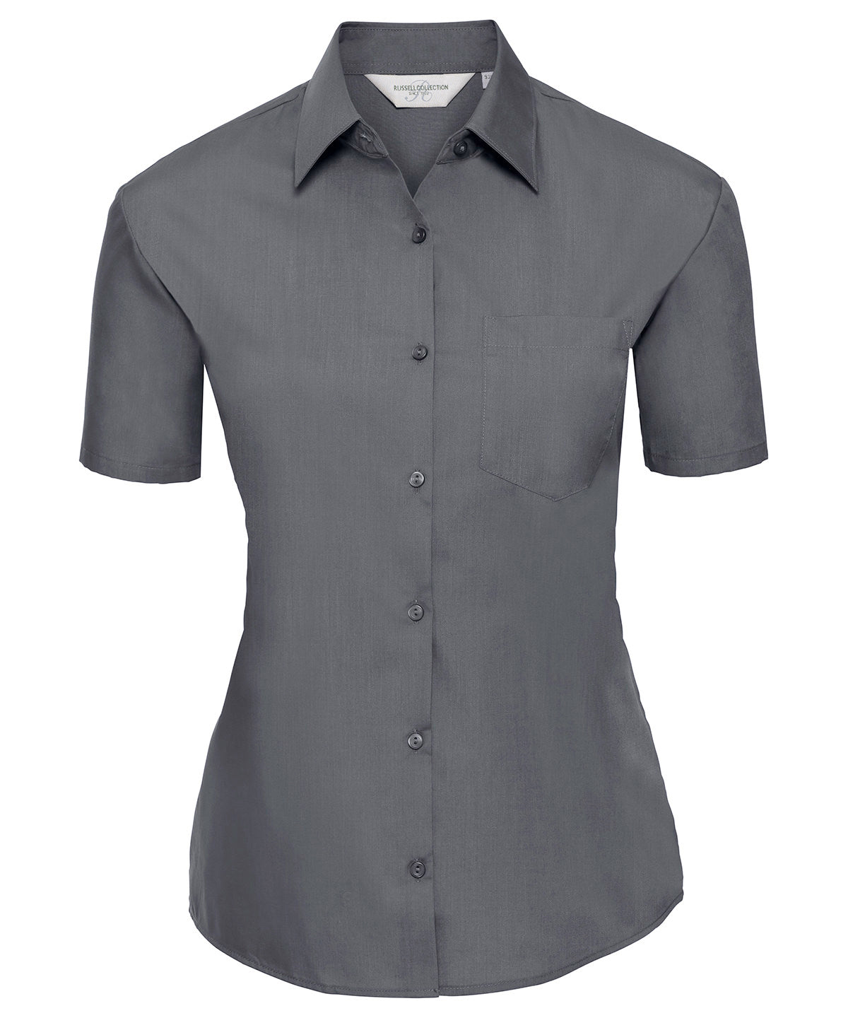 Camisa de popeln de polialgodn de manga corta para mujer | Convoy Grey
