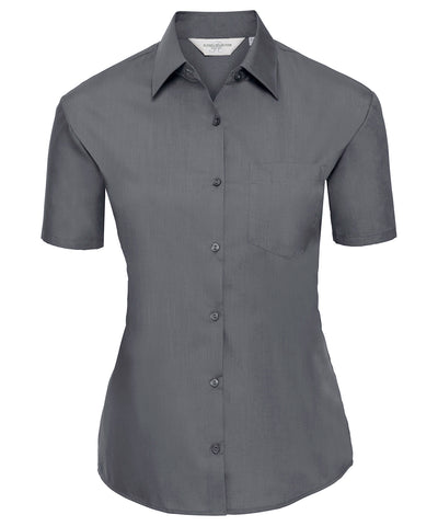 Camisa de popeln de polialgodn de manga corta para mujer | Convoy Grey