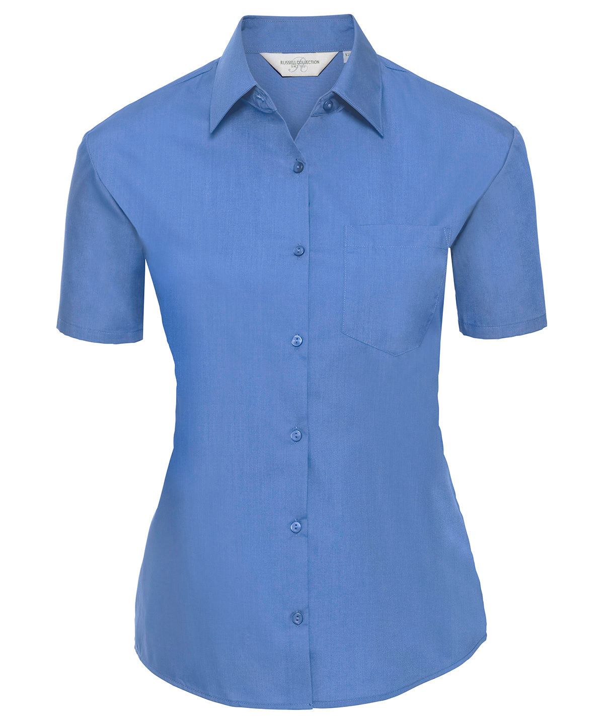 Camisa de popeln de polialgodn de manga corta para mujer | Azul Corporativo