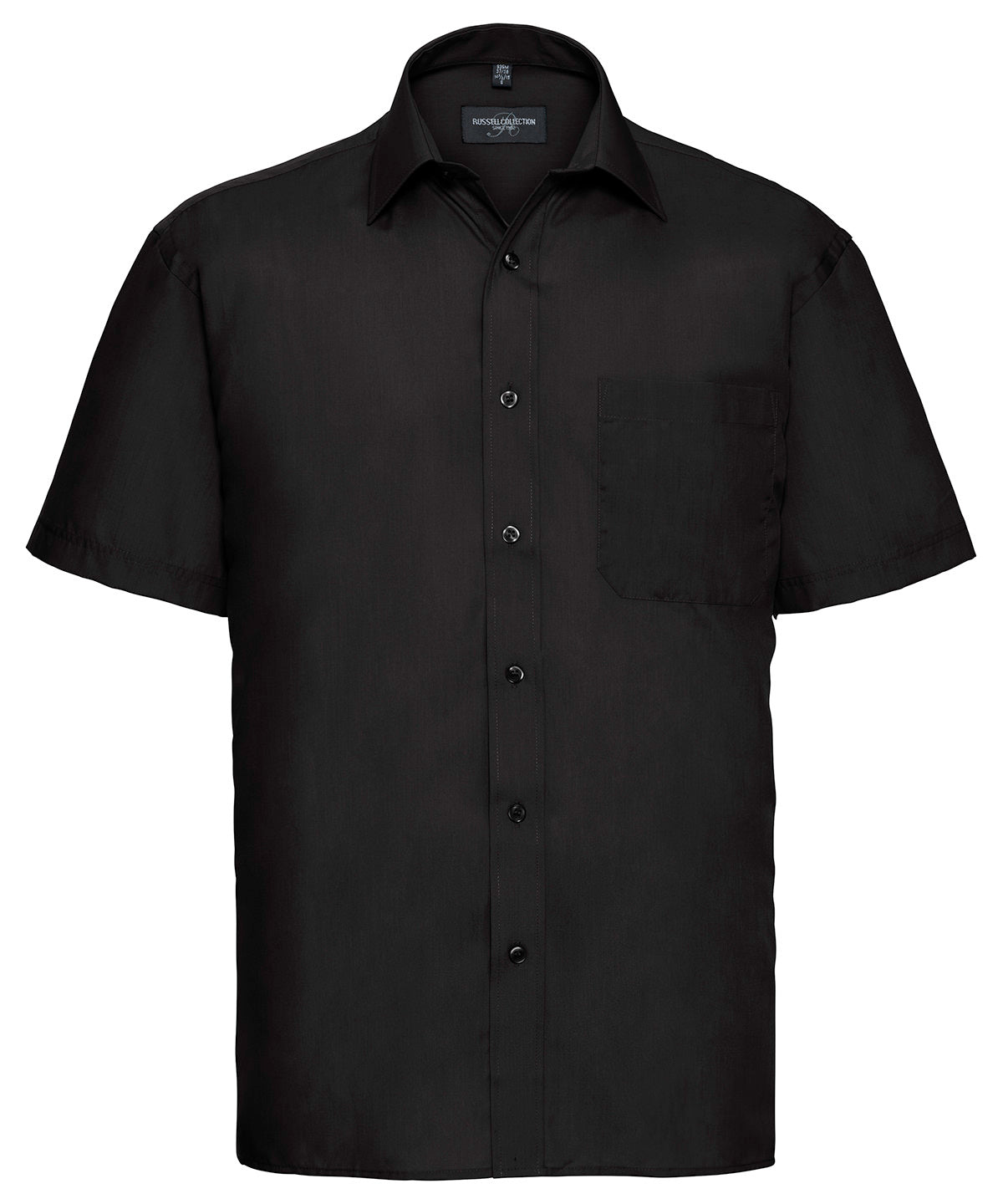Camisa de popeln de polialgodn de manga corta fcil de cuidar | Negro