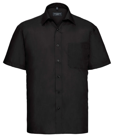 Camisa de popeln de polialgodn de manga corta fcil de cuidar | Negro
